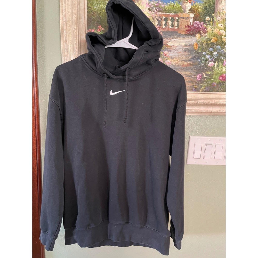 Nike Women's Hoodie Size Extra Small XS Center Swoosh Logo Black Sweatshirt